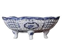 Fruit Basket,Stylish Retro Hollow Fruit Bowl for Kitchen Counter Chinese Round Ceramic Fruit Stand Candy Bowl Home Desktop Fruit Plate Practical