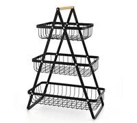 fruit baskets for kitchens，fruit bowl，Carbon steel fruit and vegetable blue, bread basket, detachable vegetable rack, suitable for fruits, vegetables, and snacks in the kitchen and offic（black3-Tier）