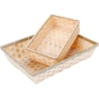 Fruit Baskets Set, Handmade Wicker Storage Basket, Rectangular Gift Hampers, Food Serving Holders, Natural Material, 26cm & 38cm for Home Kitchen Organization