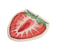 Fruit Bath Mat, Lovely Fruit Semi-Circle Bath Mat, 60 x 40 cm, Lemon Strawberry Watermelon Slices Rug, Children's Room Bathroom Bath Mat, Absorbent Soft And Dry Fast (Strawberry Slices)
