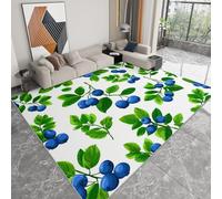 Fruit Blueberries Green Leaves Area Rugs for Bedroom - Soft Print Carpets - Anti-Slip Backing Machine Washable Tufted Fluffy Rugs for Living Room Classroom Entryway Home Office - 120 x 170cm