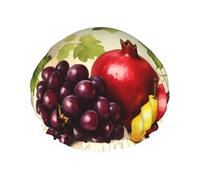 Fruit Bounty Illustration Waterproof Reusable Shower Cap For Women - Elastic Hair Cover For Bath, Spa, Travel & Daily Use