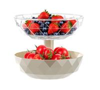 Fruit Bowl - 2 Tier Fruit Holder for Kitchen | Snack Cake Berry Storage Rack | Home Candy Servers for Table Theater Nuts Retail Party Corner Bedroom Movie Desktop
