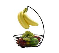 Fruit Bowl - Banana Holder | Fruit Basket | Fruit and Veg Storage | Metal Standable Vegetable Storage Basket with Banana Hook | Modern Design Vegetable Display Stand for Dining Table, Kitchen