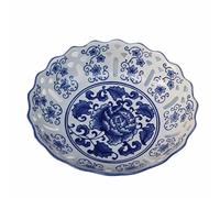 Fruit Bowl Ceramic Creative Blue and White Porcelain Fruit Plate Snack Basket Food Basin Chinese Classical Hollow Crafts Fruit Basket for Kitchen Pedestal Fruit Bowl (Color : A, Size : L)