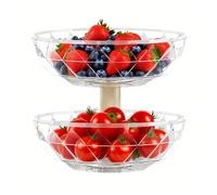 Fruit Bowl for Kitchen Counter | 2 Tier Removable Pumpkin Snack Holder with Lid - Home Candy Servers for Countertop Pantry Refrigerator Breakroom Offices Dorm Desktop