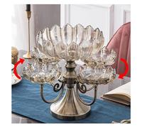 Fruit Bowl, Large Glass Crystal Clear Fruit Bowl Multi-Layer Plate Home Living Room Coffee Table Light
