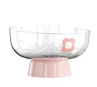 Fruit Bowl - Rotating Fruit Holder, Cute Candy Snack Holder | Table Bowl with Pink Pedestal, Tall Kitchen Organizer with Removable Drain, Fruit Container In A
