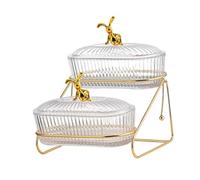 Fruit Bowl Salad Plates Candy Tray Dried Fruit Dish for Snacks Cupcake Table 2 Layers, Clear
