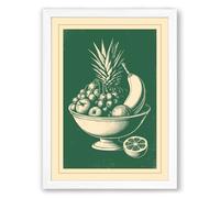 Fruit Bowl Study Botanical Framed Wall Art Print A3 (42×29.7cm) White, Wall Decor for Living Room, Bedroom, Office & Home, Ready to Hang, Art Gift