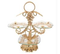 Fruit Bowl, Stylish Afternoon Tea Home Living Room Coffee Table Crystal Tempered Glass Fruit Plate Light Luxurys Flower Craft