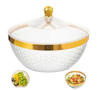 Fruit Bowl With Lid Gold Trim Clear Plastic Fruit Basket For Kitchen Counter Vegetables Bread Snacks Cocktails, Salads, Snacks For Parties, Weddings, BBQS, Easy To Clean(Round/Square