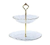 Fruit Bowls Multi-Layer Cake Stand Retro Style Fruit Plate Living Room Home Snack Tray Shelf Glass Double-Layer Snack Vegetable