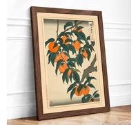 Fruit Branch in Gold Botanical Framed Wall Art Print A3 (42×29.7cm) Walnut, Wall Decor for Living Room, Bedroom, Office & Home, Ready to Hang, Art Gift