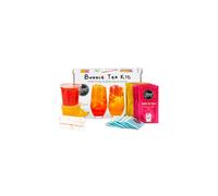 Fruit Bubble Tea Kit Gift Box | 6 Servings | Set Includes Mango and Strawberry Syrups, Cherry and Peach Popping Boba, Tea Bags and Paper Straws | by