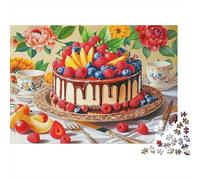 Fruit Cake Afternoon Tea Jigsaw Puzzle for Adults 1000 Piece Jigsaw Puzzle Paper Relaxing Colorful Food Scene Family Game Home Decor Gift Idea 70x50cm/1000pcs