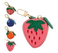 Fruit Charm Coin Purse,PU Leather Bag Charm,Fruit Coin Purse Keychain,Mini Coin Pouch Change Purse for Backpack Decoration,Cute Keychain Mini Pouch for Ai-rtag Wallet Gift for Girl Women (Strawberry)
