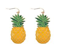 Fruit Charm Cute Earrings - Pineapple Tropical Cubic Rhinestone Cherry Dangle, Orange Delicate Studs, Glass, No Gemstone