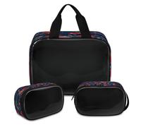 Fruit Cherry Pattern Makeup Bag for Women Men, Translucent Cosmetic Bag Wash Pouch Shower Bag 3 Pcs Travel Toiletry Toiletries Cosmetic Organizer