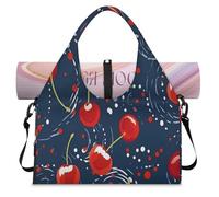 Fruit Cherry Pattern Sports Duffel Bag for Women Men Weekend Overnight Bag with Shoe Compartment Shoulder Tote Luggage Bag for Yoga Gym Travel