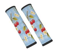 Fruit Cherry White Flowers Seat Belt Pads for Car 2 Pack Soft Neoprene Seatbelt Cover Shoulder Pad Neck Cushion Protector Universal Fit for Car Backpack Travel Comfort
