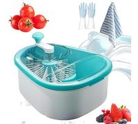 Fruit Cleaner Spinner, 2025 New Rotary Fruit and Vegetable Wash, Portable Fruit Cleaner Bowl with Strainer, Multifunctional Fruit and Vegetable Scrubber with Lid and Brush for Home Kitchen (Blue)