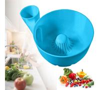 Fruit Cleaner Spinner, Automatic Fruit Washer Spinner Bowl, 3D Printing Automatic Food Washing Spinners Kitchen Colander Cleaning Drain Tool for Cleaning Fruits, Vegetables (Blue)
