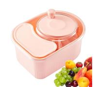 Fruit Cleaner Spinner, Rotating Hand Crank Washer, 12.6x7.48x6.1 Inches Multifunctional Potato Scrubber with Lid, Household Salad Spinner and Vegetable Washing Tool for Kitchen