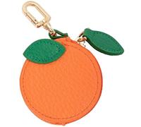 Fruit Coin Purse Charm, Leather Mini Coin Purse Keyring, Waterproof Bag Charm, Pointless Purse Keyring Suit for Gift(Orange)