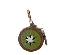 Fruit Coin Purse Keychain, Mini Leather Bag Charm for Women, Cute Kawaii Coin Holder Keychain Purse, Gift Idea for Her, Strawberry, Orange, Peach Design (Kiwi Fruit)