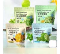 Fruit cold brewed tea, preserved plum and pineapple tea, mint and green lime tea, Chinese fruit tea, small tea bags, fresh fruit tea, healthy tea, instant brewed tea (4 Flavor Mix,4 bags)