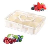 Fruit Containers, Serving Tray with Compartments and Lid, Reusable Box with Airtight Lid and Transparent Tray for Vegetables, Salads, Kitchen, Office, Travel or