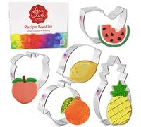 Fruit Cookie Cutters Summer 5-Pc. Set Made in USA by Ann Clark, Watermelon, Peach, Lemon, Orange, Pineapple