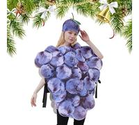 Fruit Costume - Adult Purple Grape Outfit Costume, Playful Food-Themed Party Set, Amusing Fancy Dress Apparel, Cartoon Cosplay Attire | With Matching Hat For Halloween Festival Role Play Theatre Parad