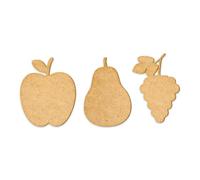 Fruit Craft Blanks Set 1 | MDF Apple Pear Grapes Wooden Shapes for DIY Crafts, Painting Projects & Kitchen Decor