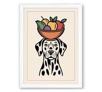 Fruit Crown Dog Boho Framed Wall Art Print A1 (84.1×59.4cm) White, Wall Decor for Living Room, Bedroom, Office & Home, Ready to Hang, Art Gift