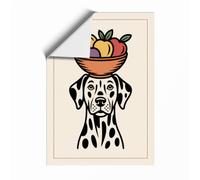 Fruit Crown Dog Boho Unframed Wall Art Print A4 (29.7×21cm), Wall Decor for Living Room, Bedroom, Office & Home, Art Gift