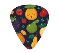 Fruit cute cartoon background picture printed guitar picks, 12-piece set with thin, medium, and thick styles, comes with a storage case