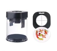 Fruit Cutter Cup,Clear Fruit Vegetable Slicer Cup with Metal Blades,Fruit Quarter Cutter with Wide Opening, Multi-Purpose Strawberry Slicer, Grape Cutter, Kitchen Tool (Black 1pcs)