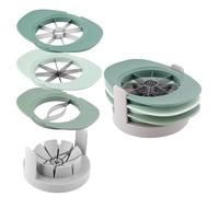 Fruit Cutter Slicer, 4 in 1 Apple Corer Remover Easy Grip Handle Green 430 Stainless Steel Tomato Wedges Divider 8 Slices Sharp Blades Multifunctional Kitchen Tool for Fruit & Vegetable Cutting