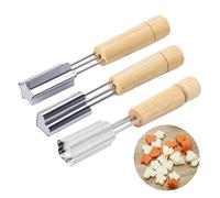 Fruit Cutters Set of 3 Vegetable with Wooden Handle | Mini Shapes for Baking Decorative Food