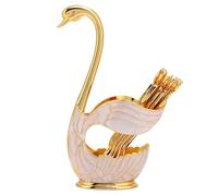 Fruit/Dessert Flatware Swan Base Holder Spoon Organizer6Pcs Christmas Coffee Dessert Spoon Set for Sugar Ice Cream Spoon Pastry Crafts