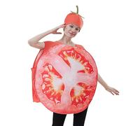 Fruit Disc Costume - Tomato Halloween Outfit for Adults, Party Dress Ensemble, Hat Includes Accessories, Soft, Lightweight Material with Easy to Wear Construction | Costume for Couples, Carnival