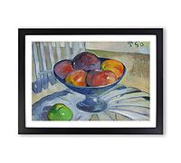 Fruit Dish On A Garden Chair by Paul Gauguin Framed Print | A2 Black Framed Wall Art | Ready to Hang | Modern Floral Picture | Living Room Bedroom Lounge Office