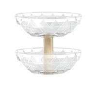 Fruit Display Stand - 2 Glass Tier Fruit Holder For Kitchen | Removable Fruits Bowl | Pumpkin Candy Dish With Lid | Food Basket Stand For Table Theater Nuts Retail Party Corner Bedroom Movie Desktop