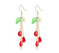 Fruit Earring Strawberry Lemon Orange Grape Cherry Raspberry Pomegranate Lightweight Trendy Drop Dangle Accessories for Women, S, Copper Glass, No Gemstone
