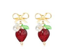 Fruit Earring Strawberry Lemon Orange Grape Cherry Raspberry Pomegranate Lightweight Trendy Drop Dangle Accessories for Women, S, Copper, No Gemstone