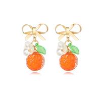 Fruit Earring Strawberry Lemon Orange Grape Cherry Raspberry Pomegranate Lightweight Trendy Drop Dangle Accessories for Women, S, Copper, No Gemstone