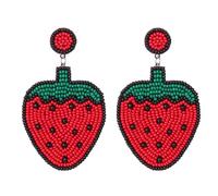 Fruit Earrings for Women Cute Orange Strawberry Beaded Fruit Earrings Fashion Handmade Beaded Drop Dangle Earrings Bohemia Statement Fruits Earring Summer Beach Vacation Jewelry