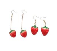 Fruit Earrings for Women Cute Red Strawberry Earrings Dangle Long Earring 2 Pairs Jewelry Gift Trendy, Acrylic, No Gemstone